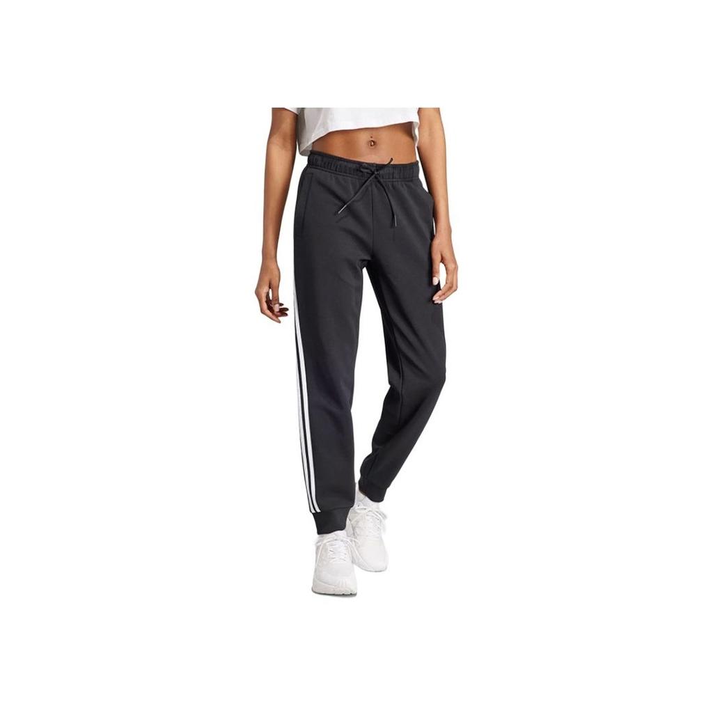 Adidas Three-Stripe Color-Block Logo Knit Joggers Women Bottoms Black IT6339