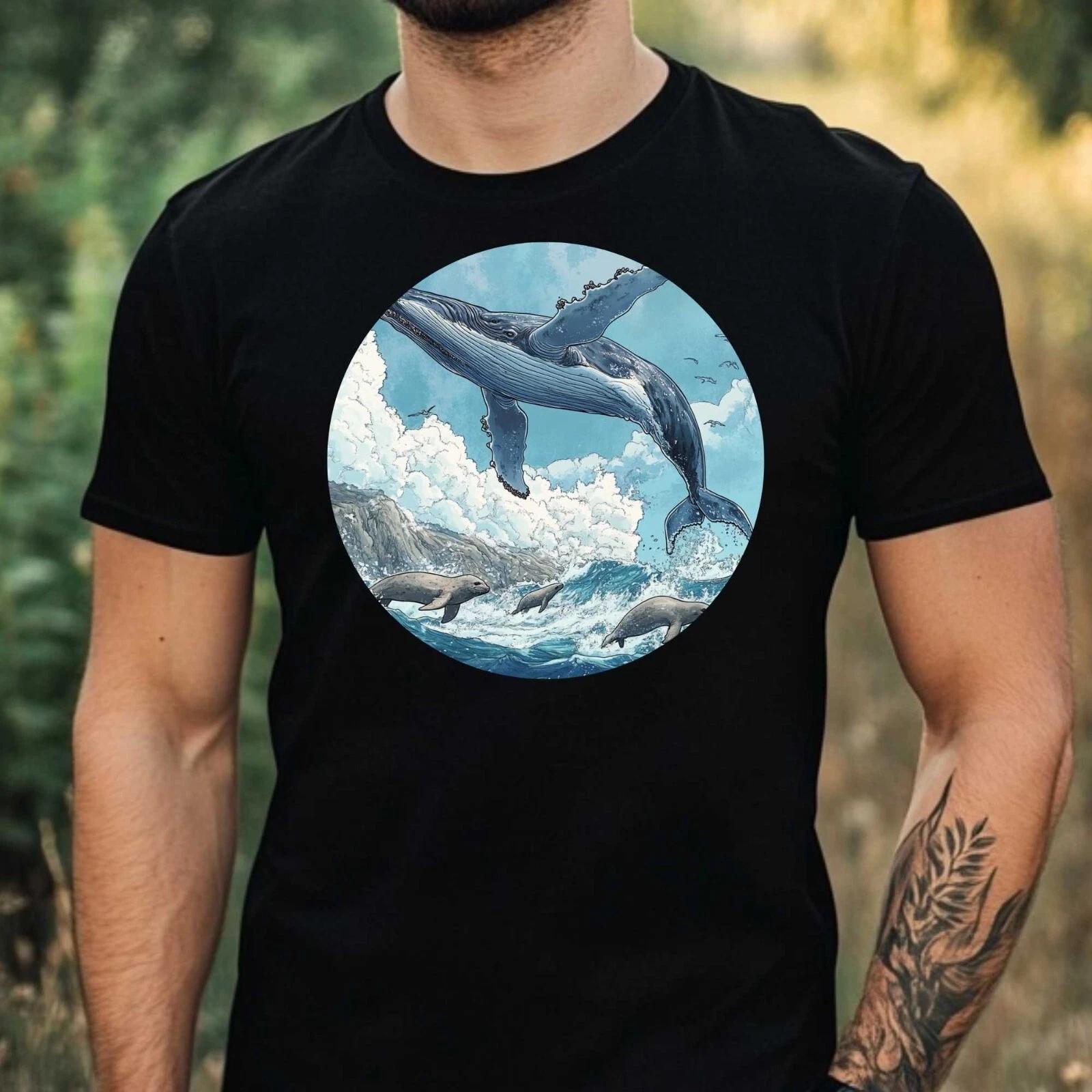 T-Shirt Herren Buckelwal Motiv Baumwolle Größe XS bis 5XL XL