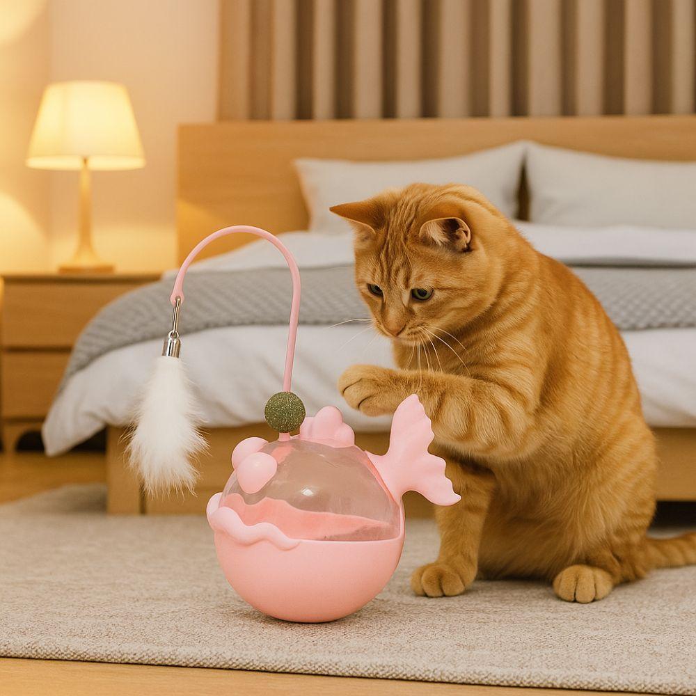 Fish Shape Cat Treat Dispenser Plastic Interactive Cat Toy Cat Leakage Food Toy  Interest
