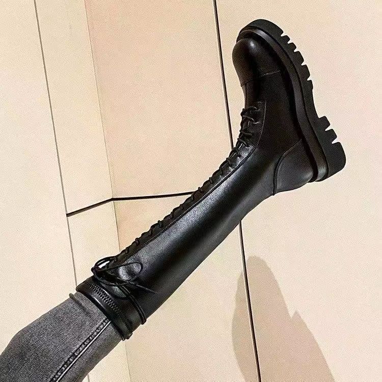 Internet Celebrity 2025 Autumn and Winter New Flat Bottom Knee Boots Women Thin Knight Boots Small Elastic High Boots