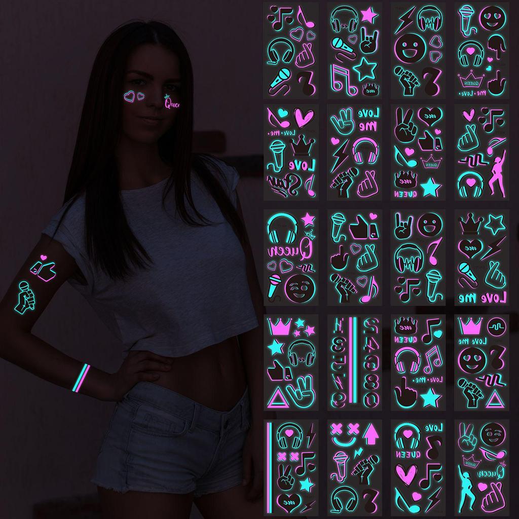 New Two-Color Luminous Tattoo Stickers for Nightclubs and Concerts