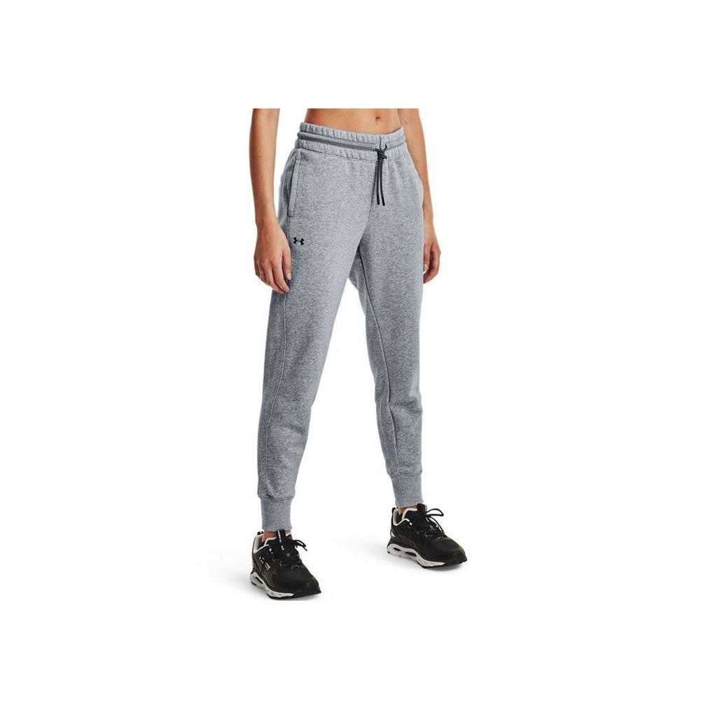 Under Armour Solid Logo Fleece Joggers Women bottoms Steel Heather-Gray 1365849-035