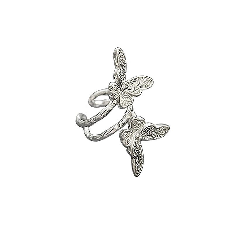 Double-Layer Butterfly Ear Clips - Trendy Hollow Arabesque Design for Autumn/Spring, Sweet & Cool Style, No Piercing Needed