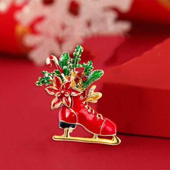 Christmas Brooch Wreath Christmas Tree Snowman Decor Snowflake Decor Colorful Rhinestone Exquisite New Year