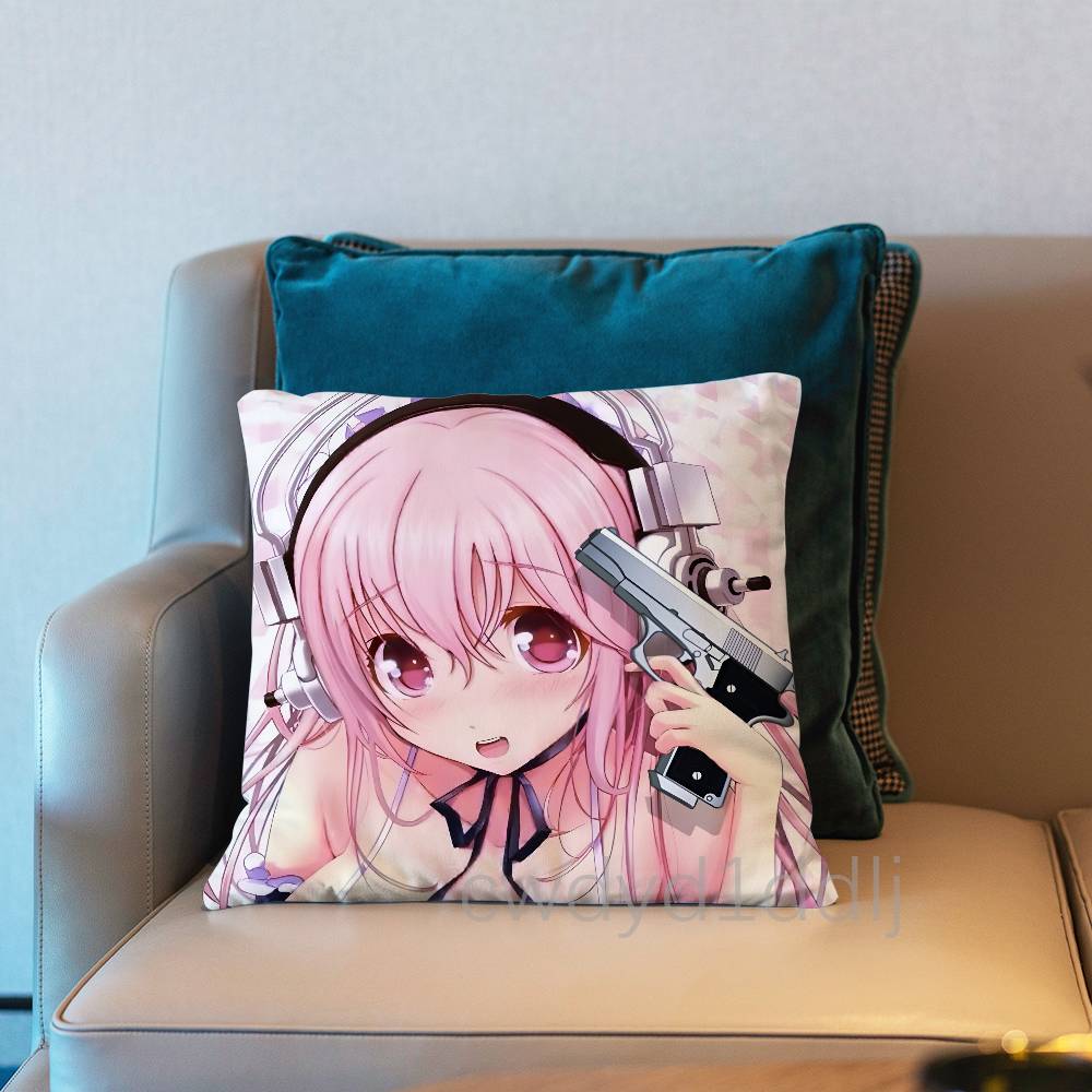 SSuper Sonico Anime Kissenbezug Kurzer Plüsch Sofa Dekorative Geschenk Home Doppelseitiger Druck Kissen