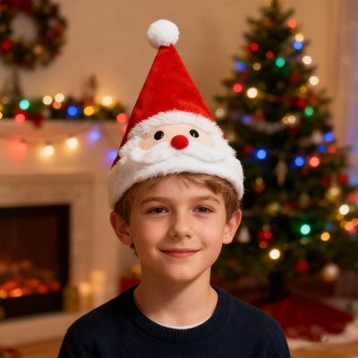 Weihnachtsmannmütze Weiche Plüsch-Weihnachtsmütze mit Licht-Ton-Show Elastisches Band Weihnachtsmütze Kostümzubehör Weihnachtsfeier-Geschenk