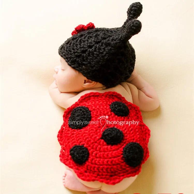 

Yarn Knitting Baby Photo Clothing Seven-star Ladybug Little Bee Children s Clothing Baby Hundred Days Photography Clothing One Size