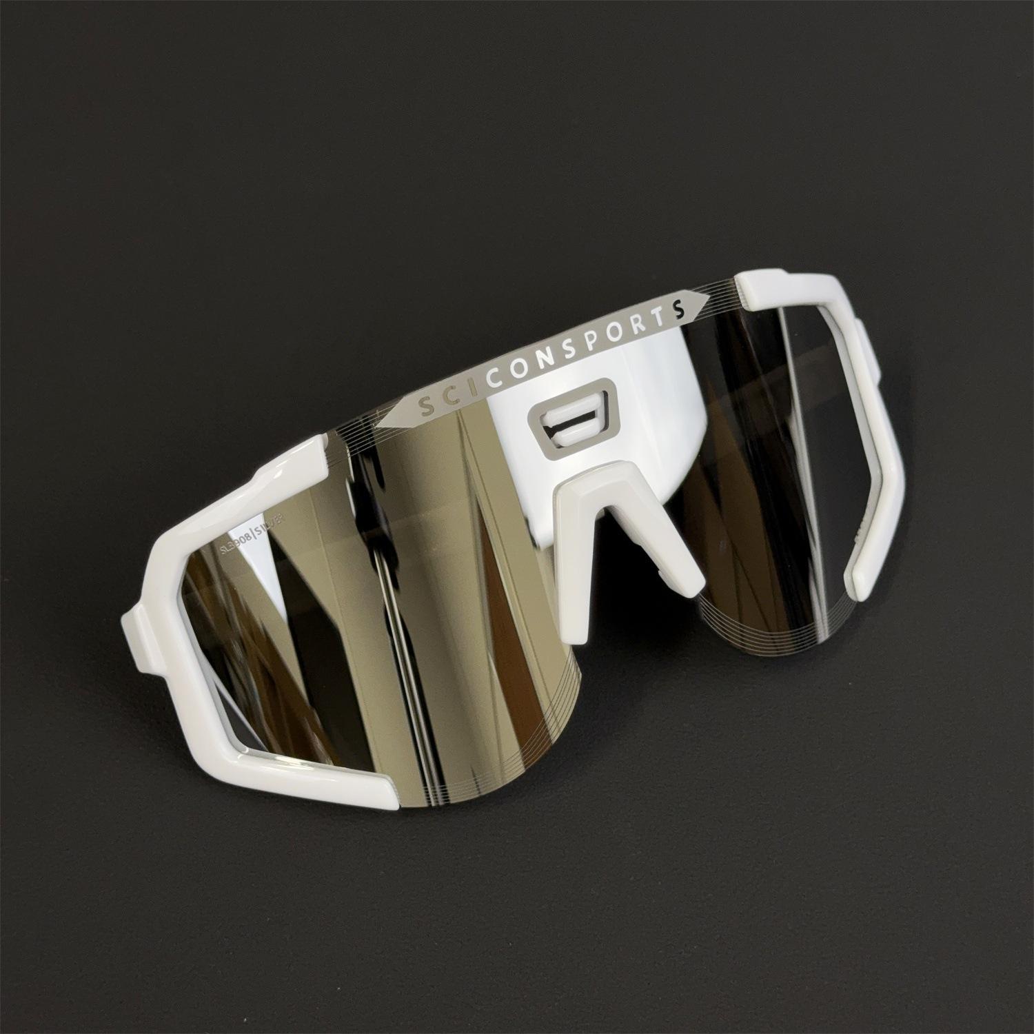 

SCICON Pogachar s same style cycling glasses, professional men s sports bicycle goggles, windproof road bike glasses White Frame/Silver piece