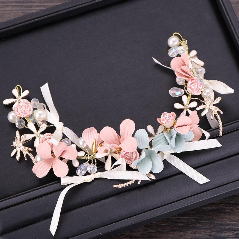 Crystal Pearl Flower Headband Hairband Tiara For Women Bridal Rhinestone Bridal Wedding Hair Accessories Jewelry Headband Tiara