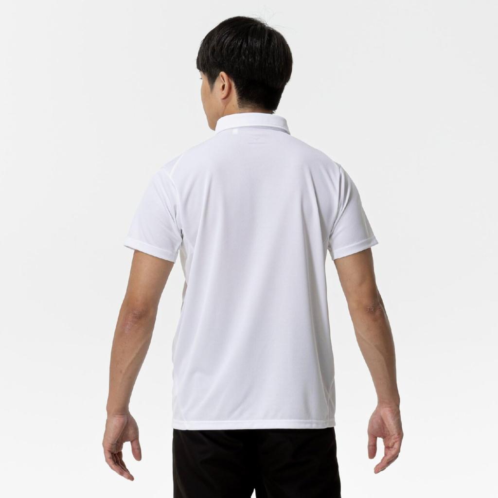 Mizuno New Model Polo Size L (2025) Button-Down Shirt, Moisture-Wicking, Quick-Drying, 32MAC180, White/Black,