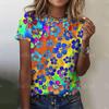 New Glitter Sparkling T-shirt Rainbow Color Printing Fashion T-shirt Short-sleeved Casual Beach Printing Top