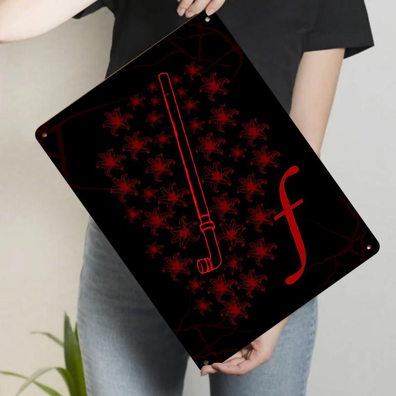 

Mysterious Red Flute and Flower Pattern Metal Iron Painting Home Wall Decor Art Hanging Painting 20x30cm（7.8x11.8inch）