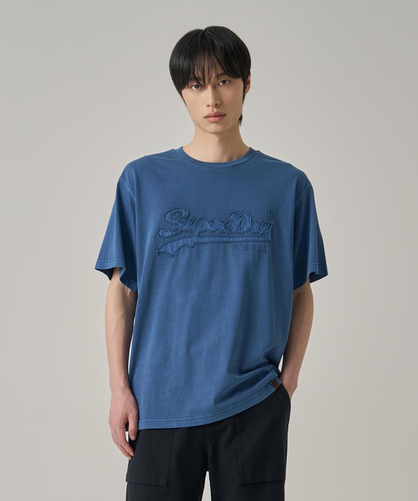 Syupeodeulai Vintage Applique T-Shirt Dark Blue Sduisdp06Dbl