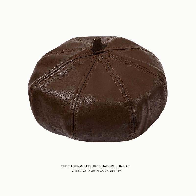 Женский берет из искусственной кожи, французский художник, весенняя шапка-бини, кепка, винтажный однотонный берет, элегантная леди