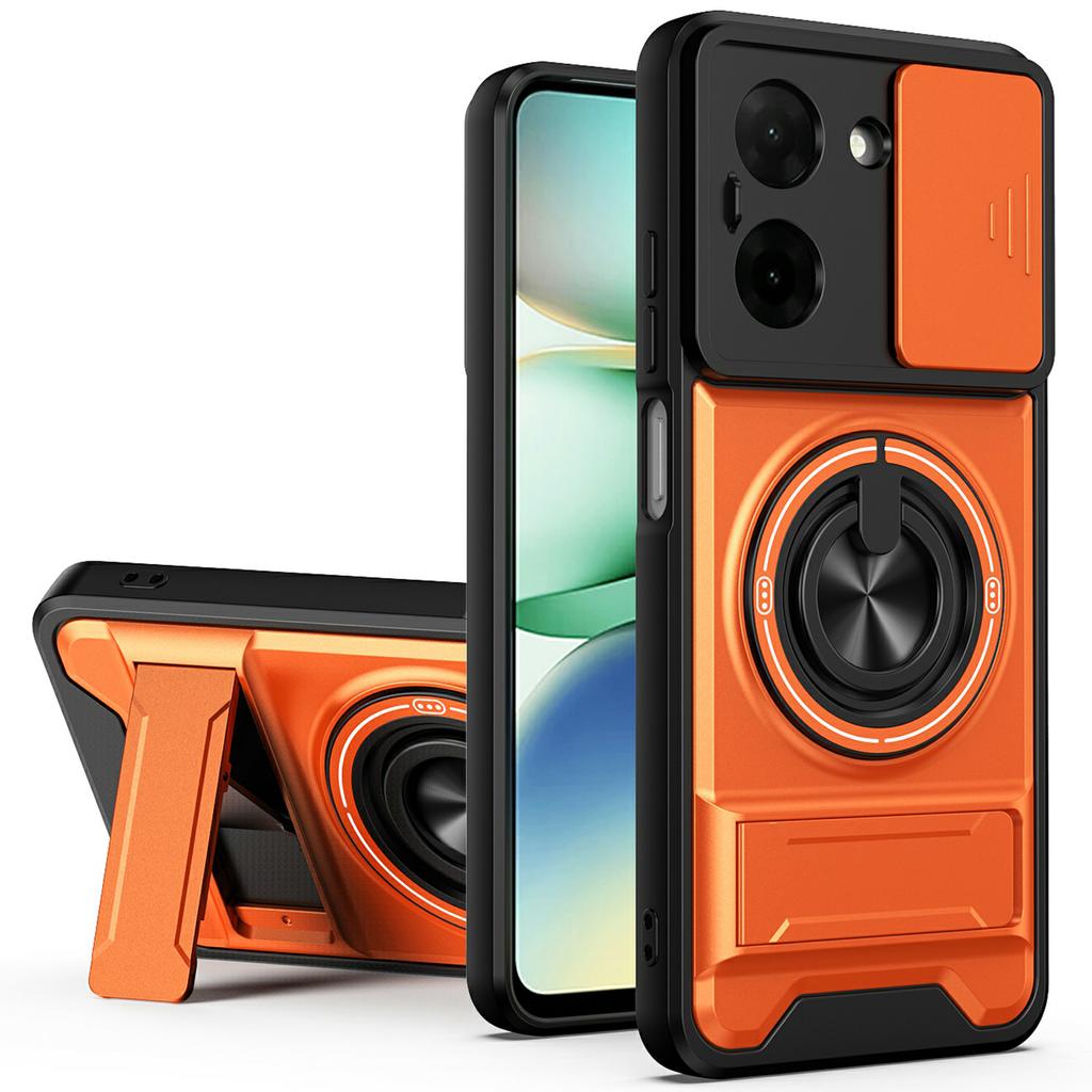 For Xiaomi Redmi A5 NFC (EU) (173.45mm) Magnetic Case Ring Holder Foldable Kickstand TPU PC Phone Cover with Camera Lens Slider