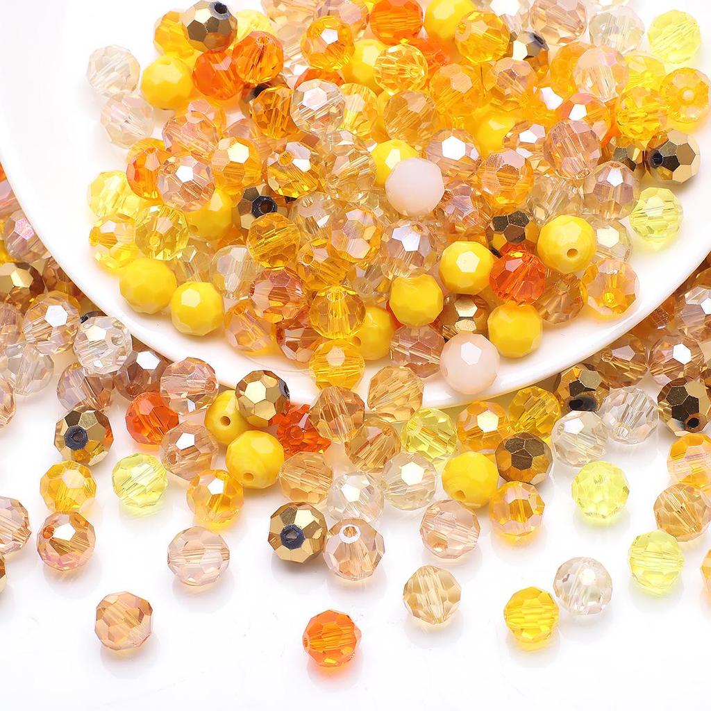 32 Colorful Crystal Glass Football Beads for DIY Jewelry and Phone Chains