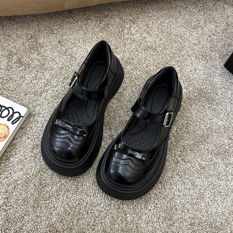 Bow small leather shoes loafers 2025 new autumn and summer college style women's shoes Mary Jane shoes platform single shoes