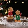 Christmas Gingerbread Man Decor Resin Cartoon Holiday Tabletop Ornament For Festive Atmosphere