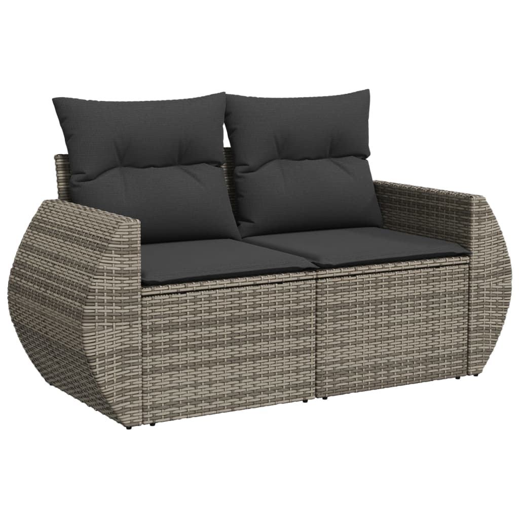 Vidaxl 8-Cz. Garden Furniture Set With Cushions, Grey, Poly Rattan