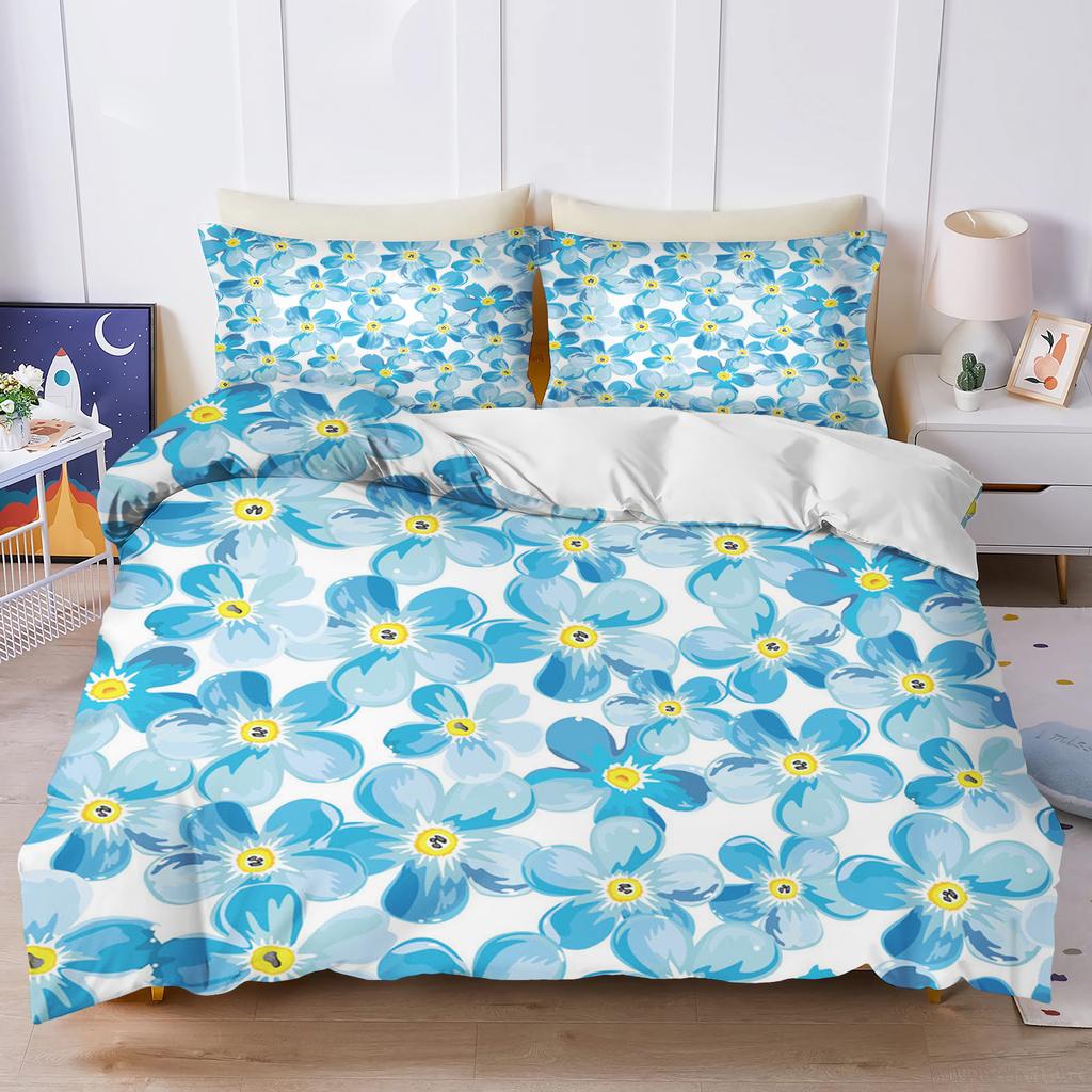 Plant Cute Flowers Bedding Set 3D Children'S Bedding Set Quilt Duvet Cover King Size Twin Covers Children Printed 100% Polyester