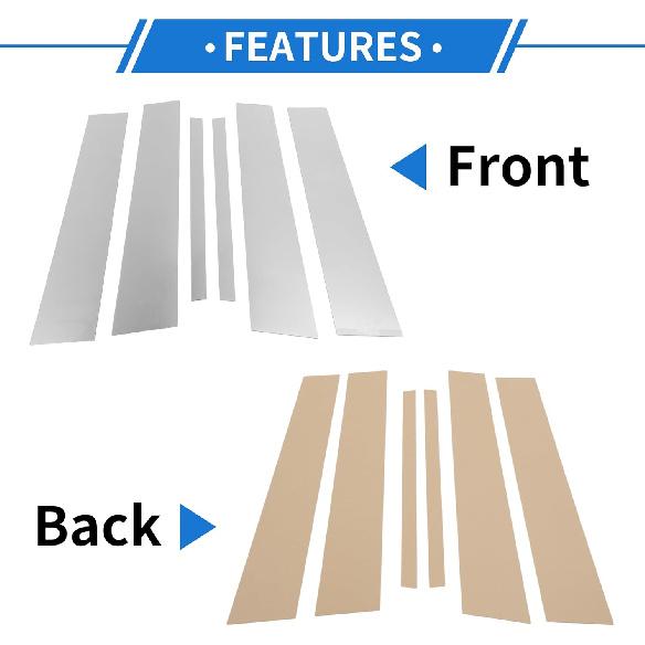 6 Pcs Door Pillar Window Trim for Infiniti G35 2007-2015 16.50"x3.15" Plastic Silver Tone Front Rear Left Right Anti Scratch Sticker Pillar Posts