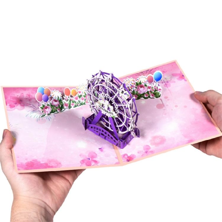 Charming 3D Flower Ferris Wheel Card for Valentine's Day Party Memorable Gift