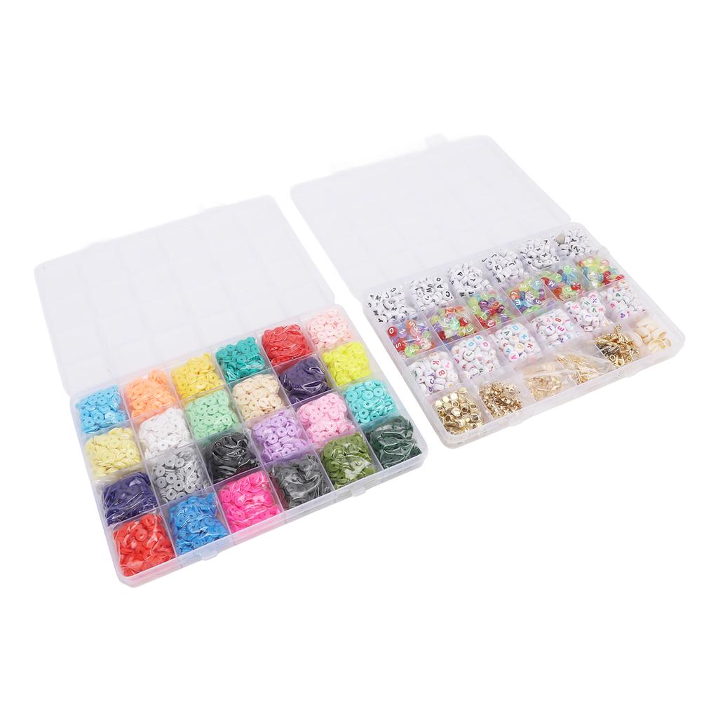 48 Grids Letter Beads Friendship Bracelet Set 24 Colors Clay Beads Jewelry Making Beads Set for 6‑12