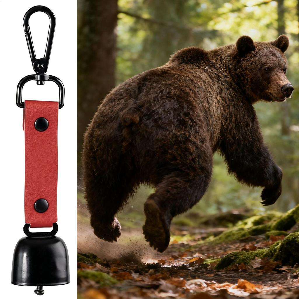 Bear Safety Bell with Carabiner Magnetic Self-Defense Gear Bear Bells Outdoor Safety Wildlife Alert for Sports Biking Mountain