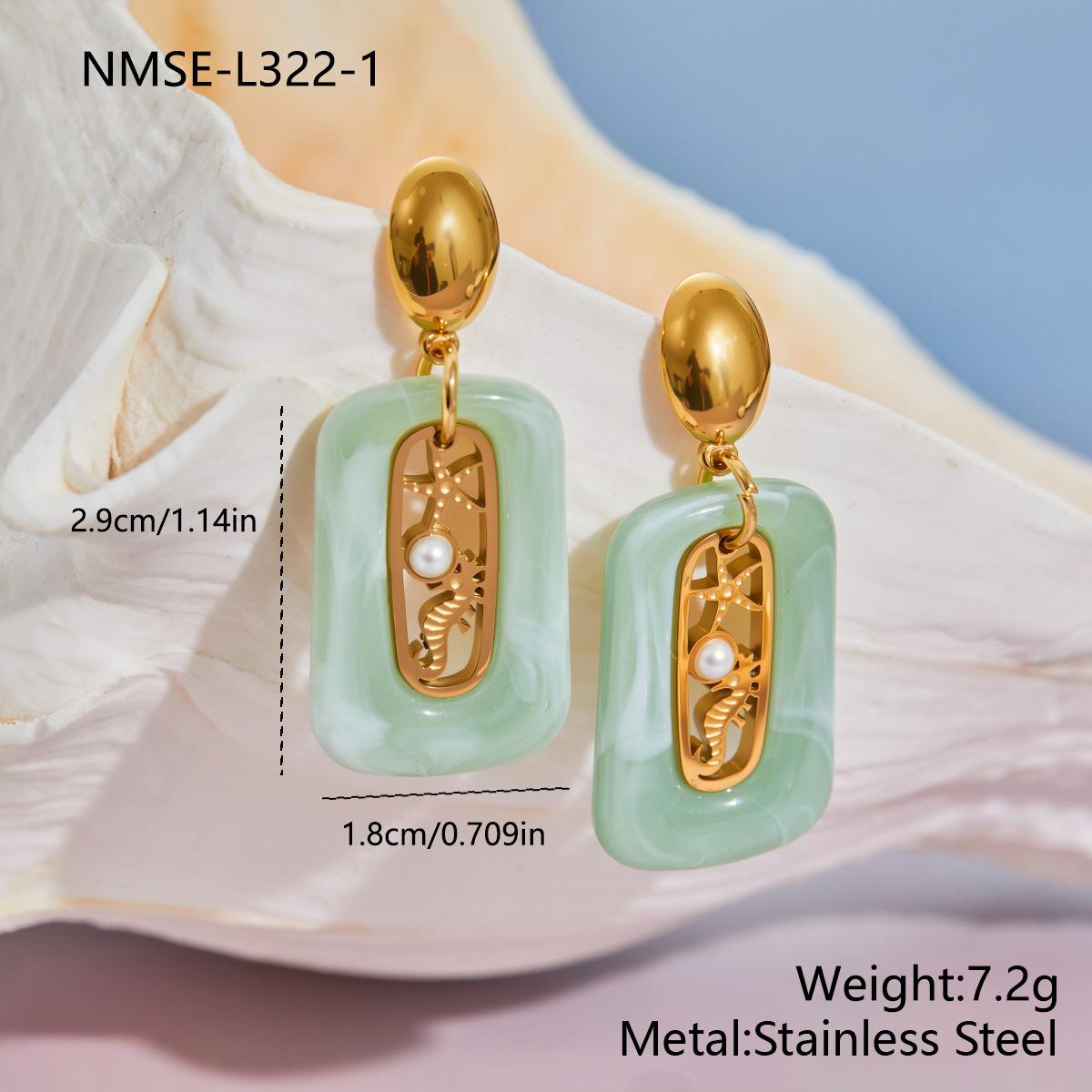 GEMCHIC Women s Stainless Steel Resin Starfish Pearl Earrings Fashion Beach Style