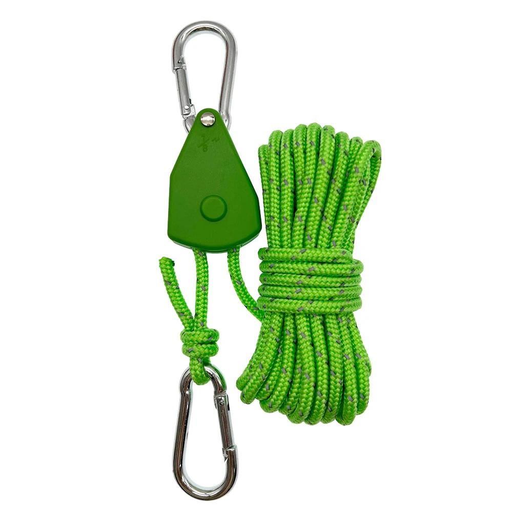 5M Pulley Adjuster Ratchet Kayak and Canoe Boat Bow Stern Rope Lock Outdoor Tie Down Strap 4mm Heavy Duty Adjustable Rope Hanger