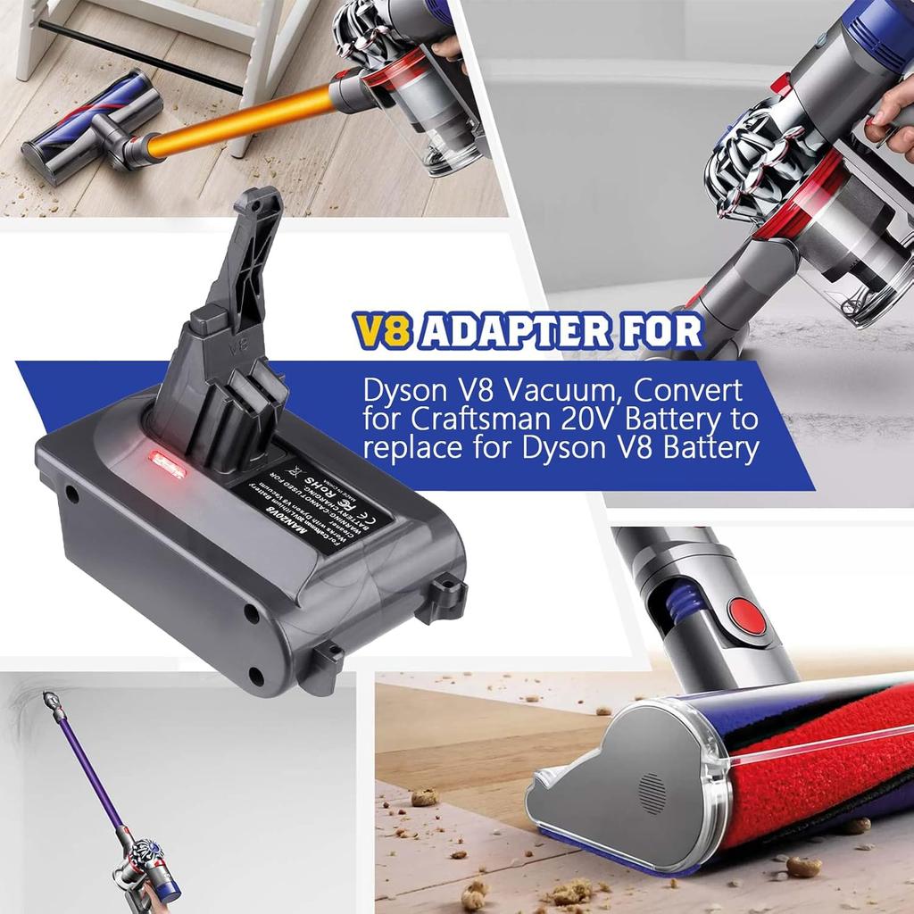 EID V8 Battery Adapter Compatible with Craftsman 20V Battery to Replacement for Dyson V8 215681 Battery, Works with V8 Series V8 Animal V8 Absolute