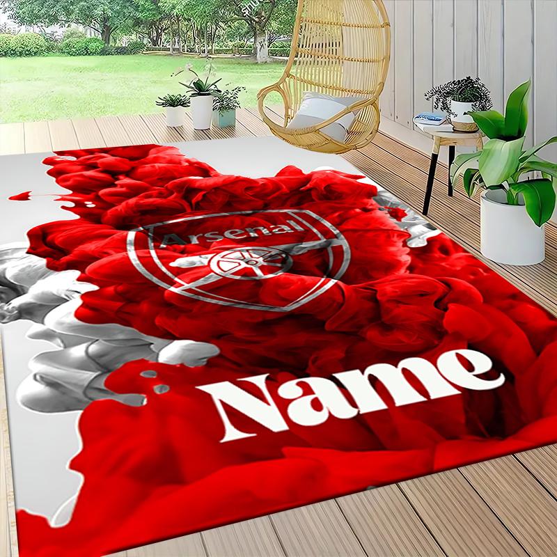 Custom Name Arsenal Roses Artwork Carpet Rug Customizable Soft Washable Anti-Slip Home Living Room Sofa Mats Personalized Rug. 0909140