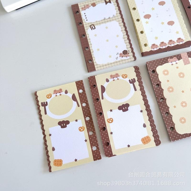 10 Sheets of 6 Styles of Cute and Fragrant Cheese Mouse Spiral Binding M5 Notebook Replacement Perforated Material for Inner Page Notes