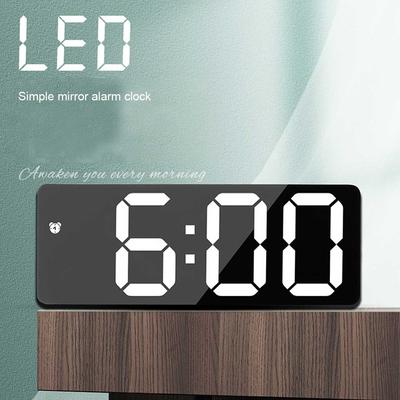 Alarm Clock Digital Morning Wake Up Bedside Thermometer Voice Control Snooze Adjustable Desktop Date Calendar