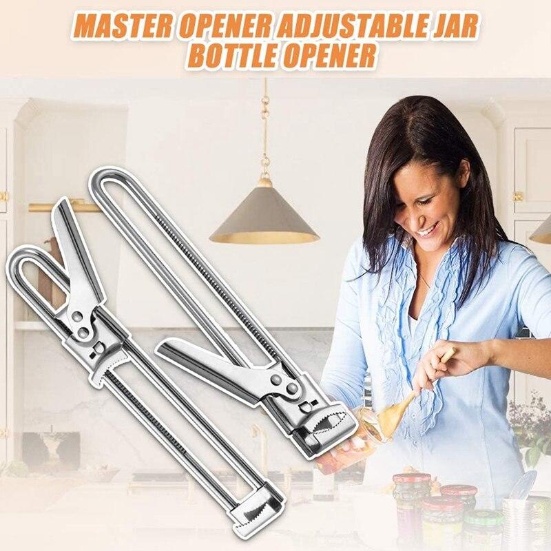 2 Pcs. Adjustable Corkscrews, Jars and Corkscrews, Adjustable Multifunction Handles for Stainless Steel Lids |