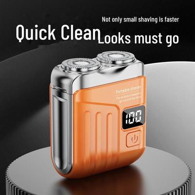 New Portable Mini Electric Shaver with Magnetic Double Blade and Washable Digital Display.