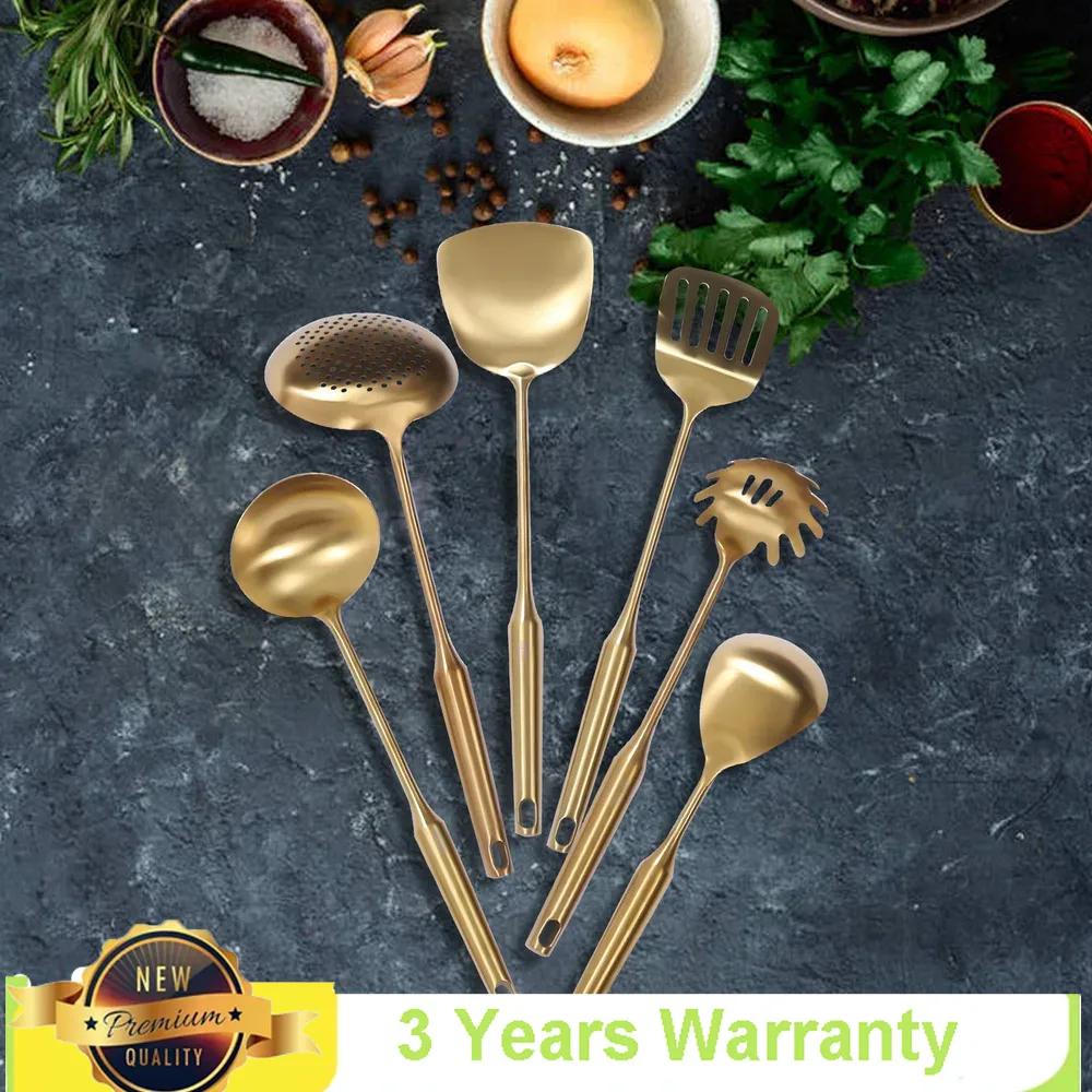 Bymaocar Kitchen Utensil Tableware Elegant Dinnerware Set Stainless Steel Cooking Gadget Tools Gold Ideal Gift Easy To Clean