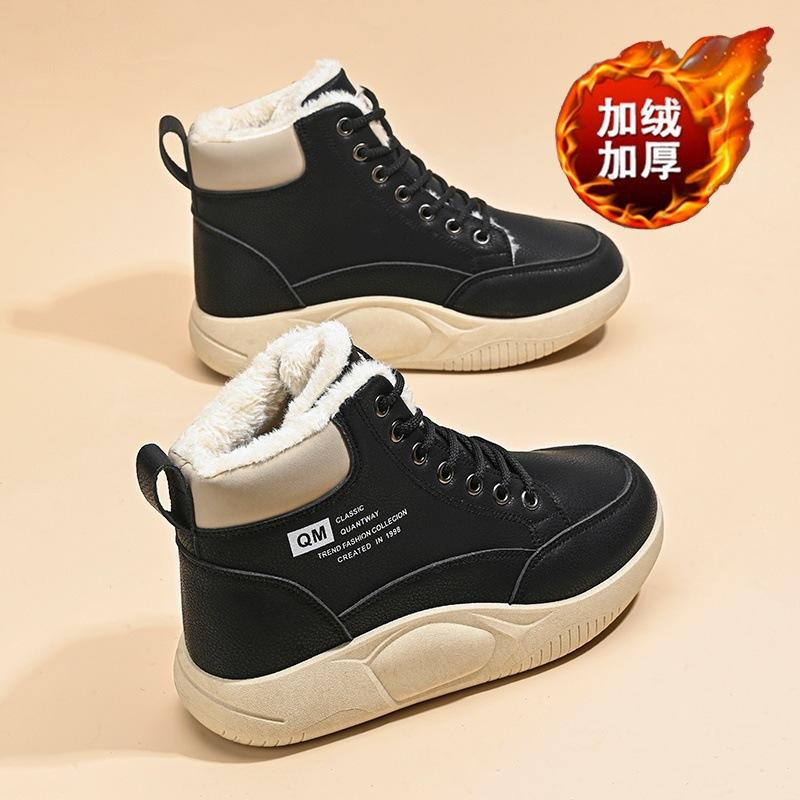 Winter Velvet High-top Shoes Ins Thick-soled Thickened Warm Cotton Shoes Short Boots Snow Boots Tide
