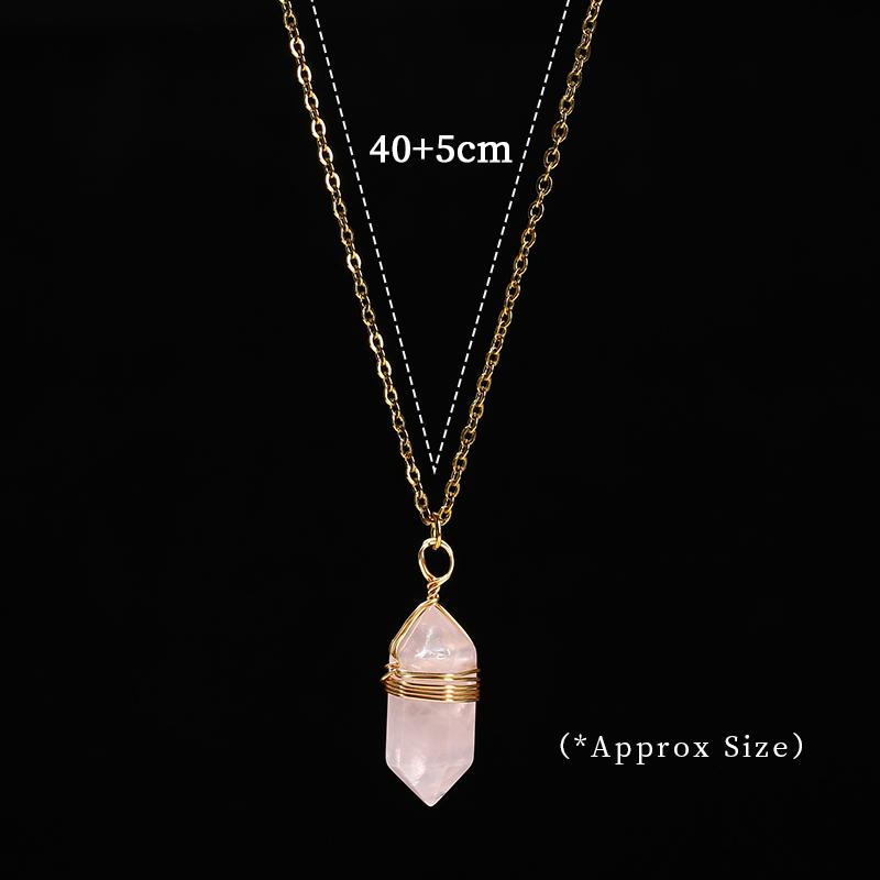 JD Natural Stone Amethyst Yellow Tiger Eye Obsidian Hexagon Column Charm Necklace Women Men Fashion Energy Healing Chain Choker