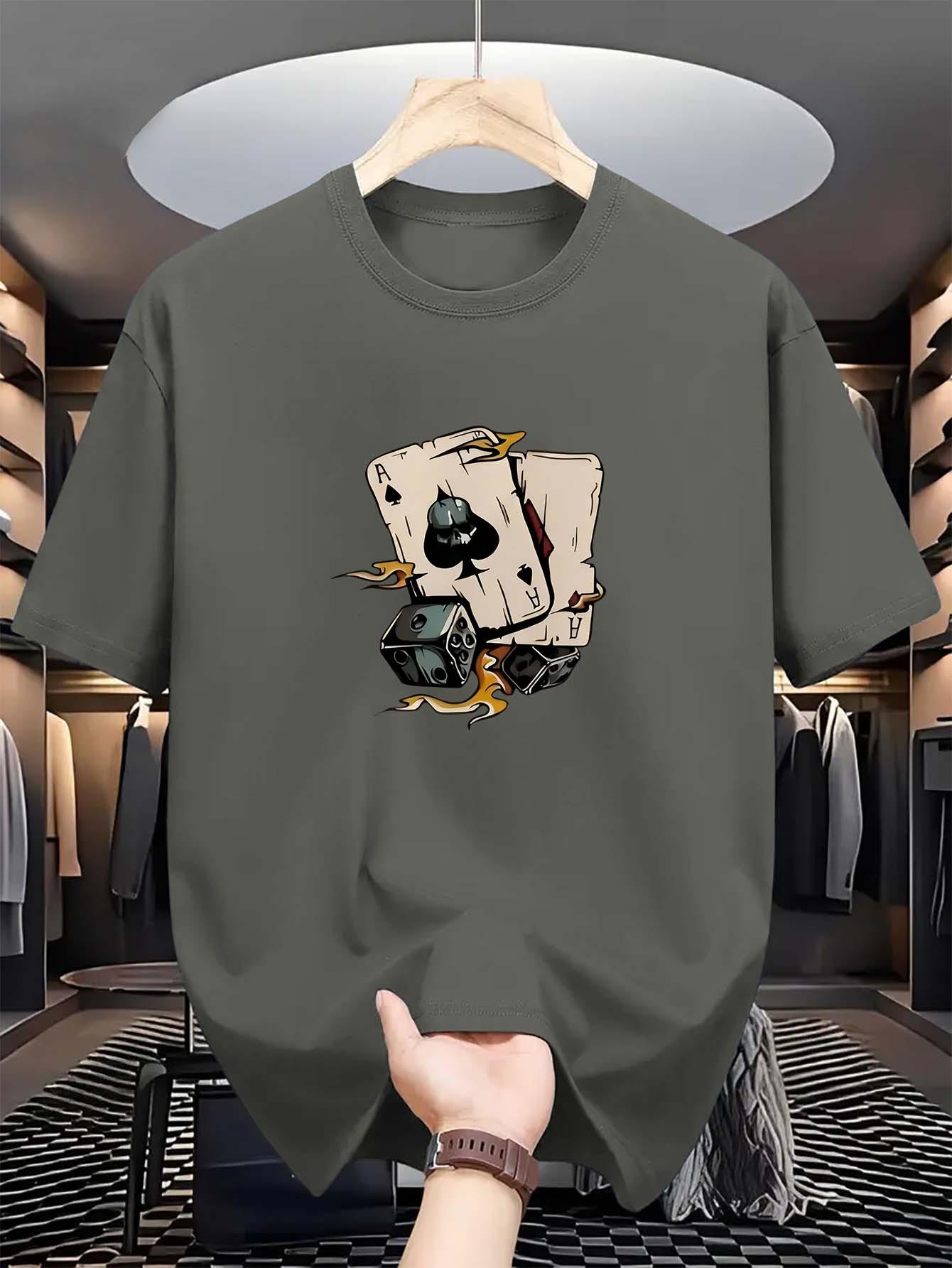 

Футболка с принтом Spades A для мужчин, повседневная, с круглым вырезом, слегка эластичная, летние модные топы с короткими рукавами, стандартный крой M армия зеленый