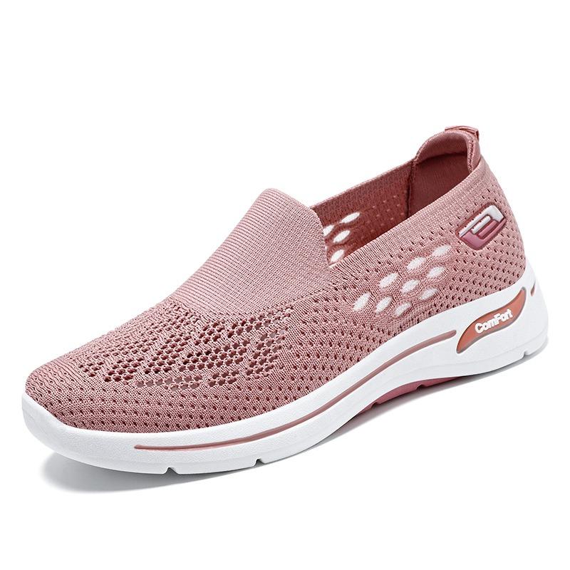 Shoes Women's old Beijing cloth shoes Middle-aged mother shoes Flying woven breathable casual shoes One pedal Flat shoes Single shoes
