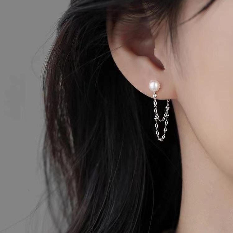 925 Sterling Silver Needle Pearl Stud Earrings: 2023 Trendy Luxury Women's Accessories