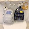 Schoolbag Large Capacity Student School Bag Vintage Plaid Student School Bag Leisure Travel Backpack Ultra Light Convenient Commuter Backpack