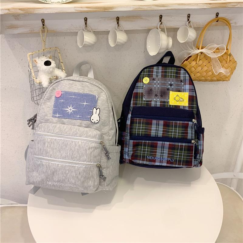 Schoolbag Large Capacity Student School Bag Vintage Plaid Student School Bag Leisure Travel Backpack Ultra Light Convenient Commuter Backpack