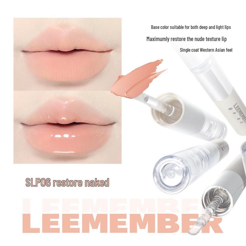 LEEMEMBER Limon Double-Ended Matte & Water Gloss Lip Set with Primer and Nude Lipstick.