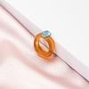 Korean Fashion Geometry Square Spherical Zircon Acrylic Ring for Women Sweet Personality Finger Jewelry Party Accessories Gifts