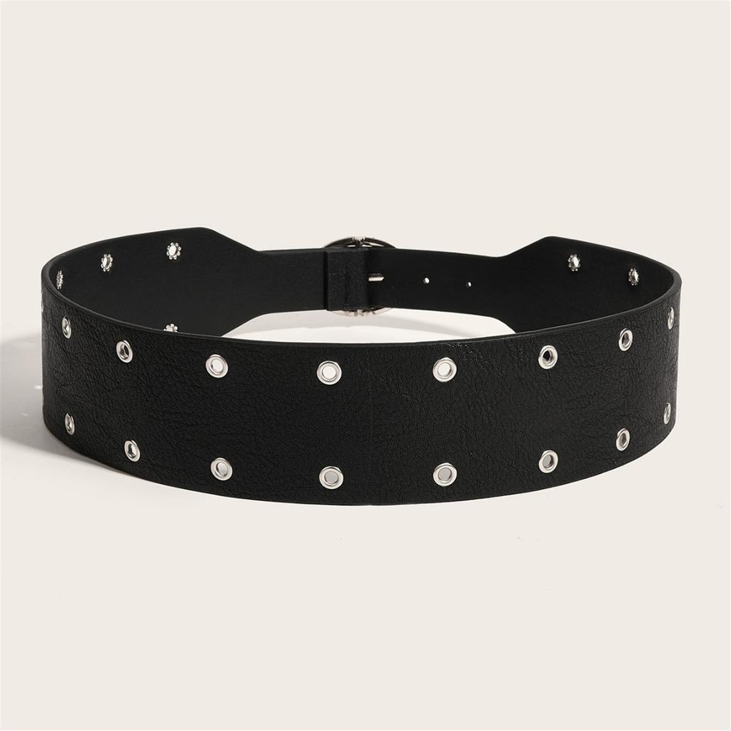 Unisex Punk Waistbelt Studded Belt For Daily Wear 120cm PU Leather Strap Durable 3.8cm Adjustable