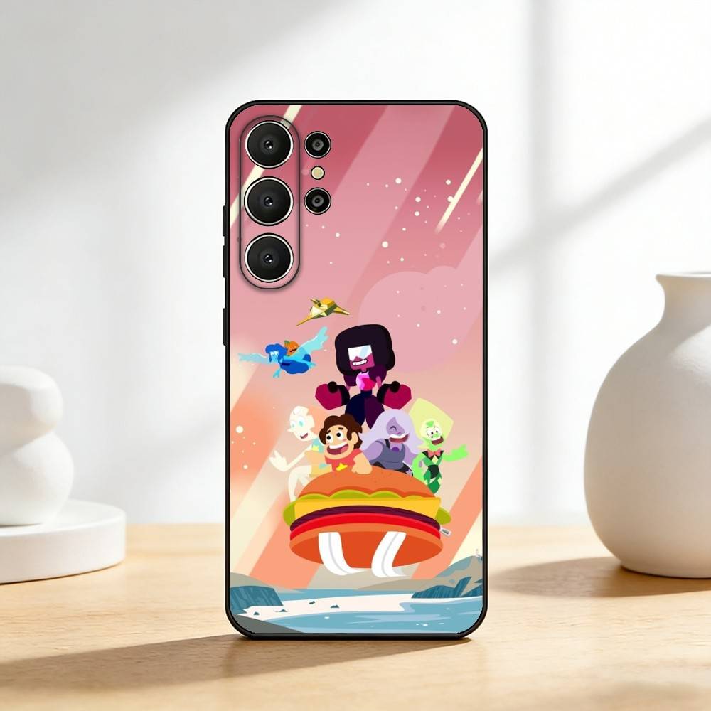 Cartoon Warm S-Steven U-Universe Phone Case For Samsung S26,S25,S24,S21,S22,S23,S30,Ultra,S20,FE,Lite,10,9,Black Cover