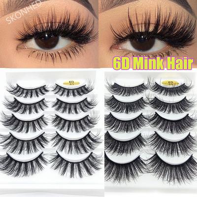 Natural Long Fluffy Multilayers 6D Faux Mink Hair Eye Lash Extension Crisscross False Eyelashes