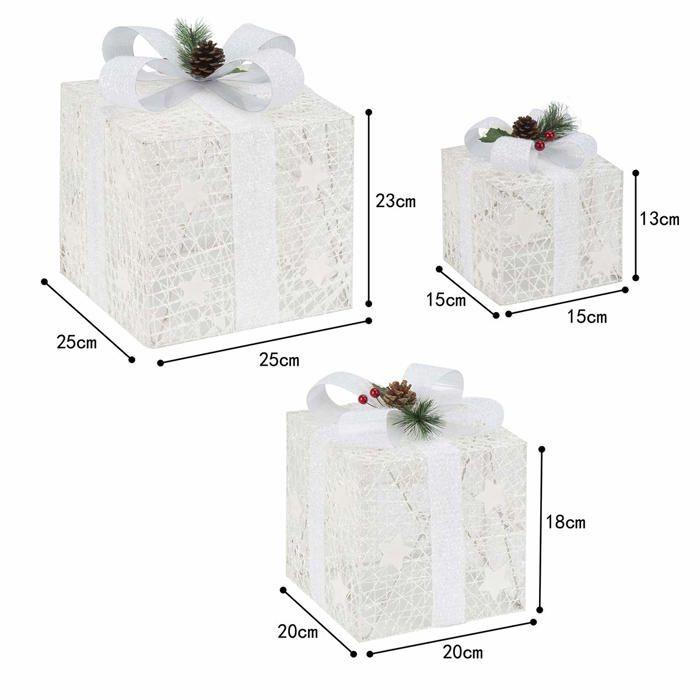 Coffret de décoration - gigalumi - kit lumineux de noël - 3 boîtes cadeaux - 48 led - ip44 extérieur